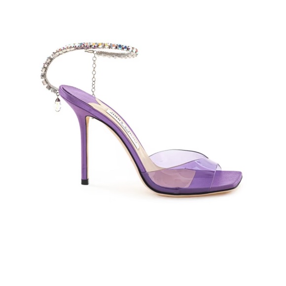 JIMMY CHOO
ELEGANT SANDAL IN PVC AND SATIN purple sz 36 $895 - Picture 2 of 7